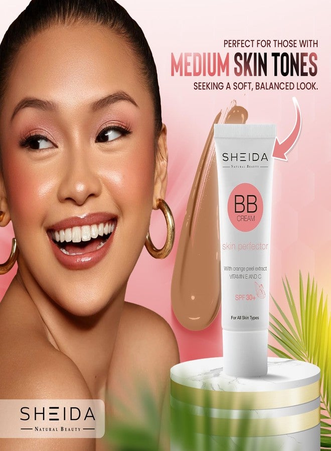 Sheida BB Cream with SPF 30+, Hydrating Daily Tinted Day Cream, Natural Finish, Buildable Light Coverage, 24h Moisture, Vitamin C & E for Even Skin Tone and Radiant Look – 50 ml (Medium) - Image 2
